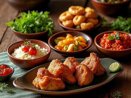 O selecție apetisantă de mâncăruri tradiționale românești, ilustrând focusul culinar al Mant-cyte.