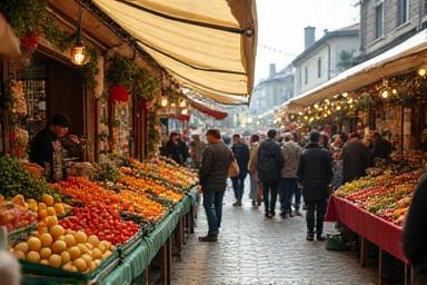 Scenă vibrantă din piața locală de fermieri din Oradea, parte a unui tur culinar.